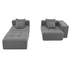Brown/Gray/Green L-Shaped Modular Sectional Sofa, Corduroy, 4-Seater