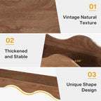 63" Rectangular Console Table with Wavy Edge, Brown / Wood / Grey, 1-Person Assembly
