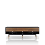 Black Mid-Century Modern TV Stand, 1-Piece, 71"