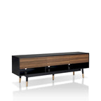 Black Mid-Century Modern TV Stand, 1-Piece, 71"