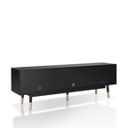 Black Mid-Century Modern TV Stand, 1-Piece, 71"