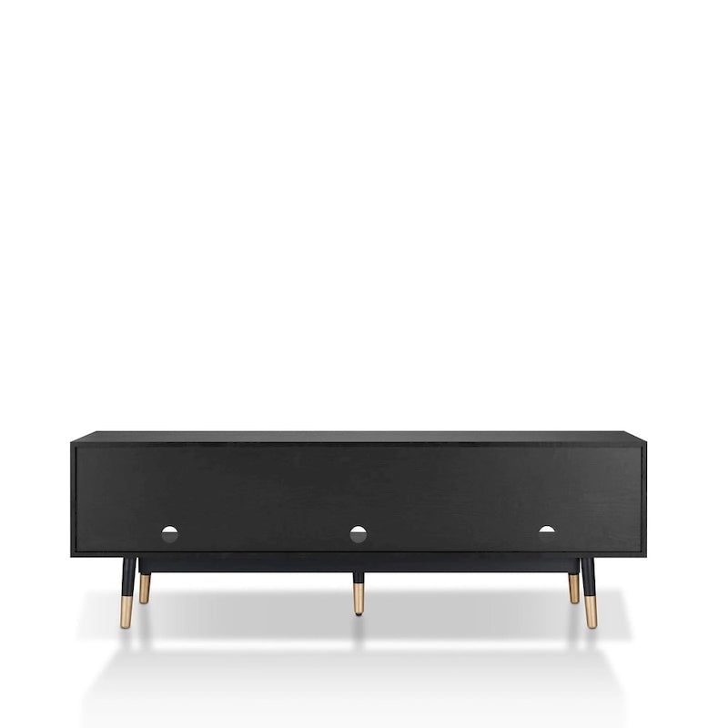 Black Mid-Century Modern TV Stand, 1-Piece, 71"