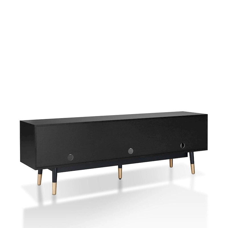 Black Mid-Century Modern TV Stand, 1-Piece, 71"