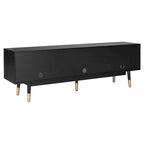 Black Mid-Century Modern TV Stand, 1-Piece, 71"