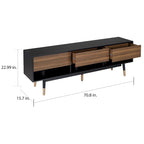 Black Mid-Century Modern TV Stand, 1-Piece, 71"