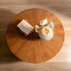 Brown Barrel-Shaped Coffee Table with Storage, 1-Person Use