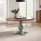 Oak Two-Tone Oval Extending Dining Table, Pedestal Base, Seats 4–6
