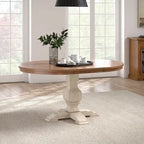 Oak Two-Tone Oval Extending Dining Table, Pedestal Base, Seats 4–6