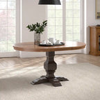 Oak Two-Tone Oval Extending Dining Table, Pedestal Base, Seats 4–6