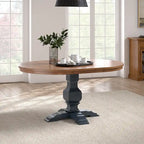 Oak Two-Tone Oval Extending Dining Table, Pedestal Base, Seats 4–6