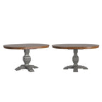Oak Two-Tone Oval Extending Dining Table, Pedestal Base, Seats 4–6