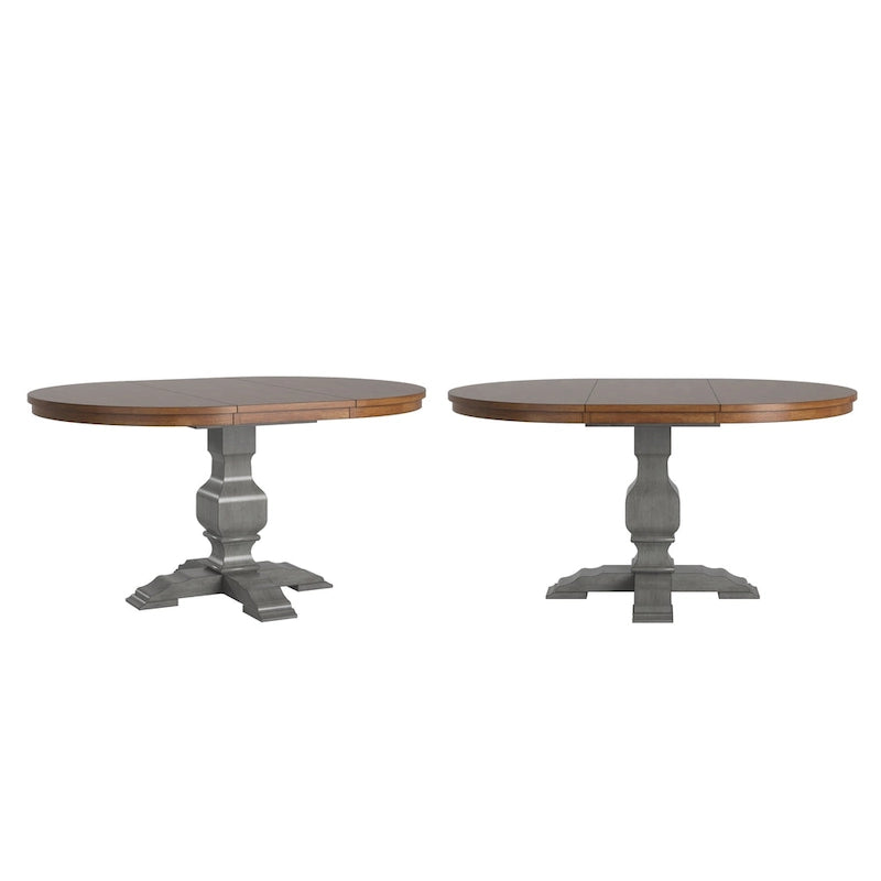 Oak Two-Tone Oval Extending Dining Table, Pedestal Base, Seats 4–6