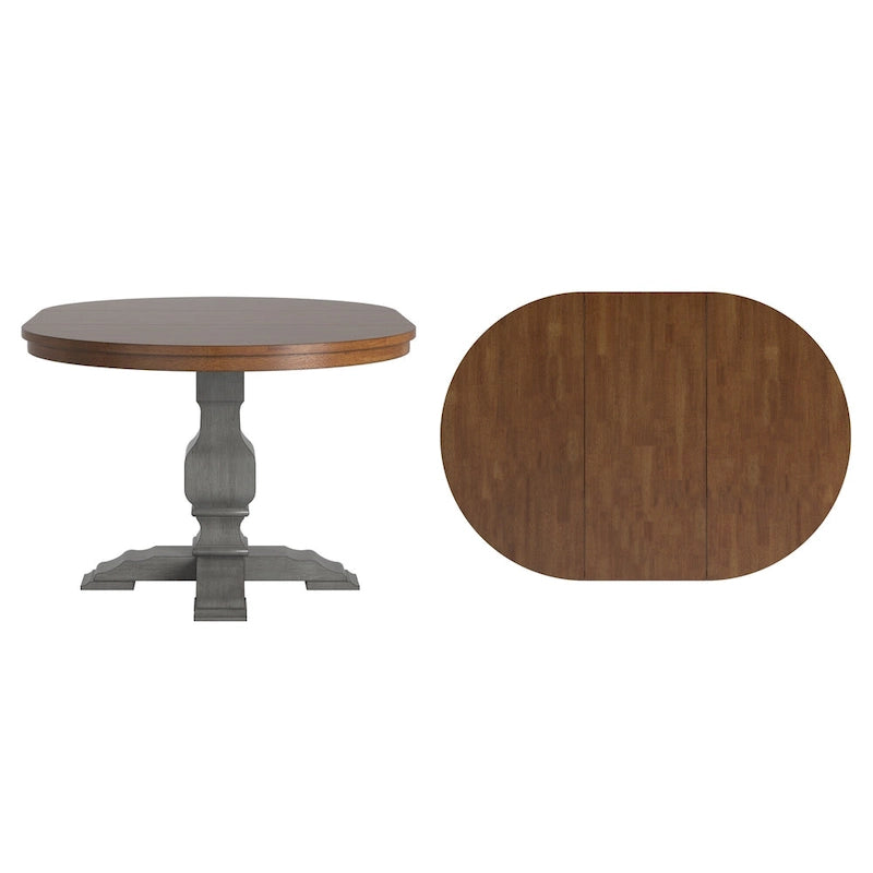 Oak Two-Tone Oval Extending Dining Table, Pedestal Base, Seats 4–6