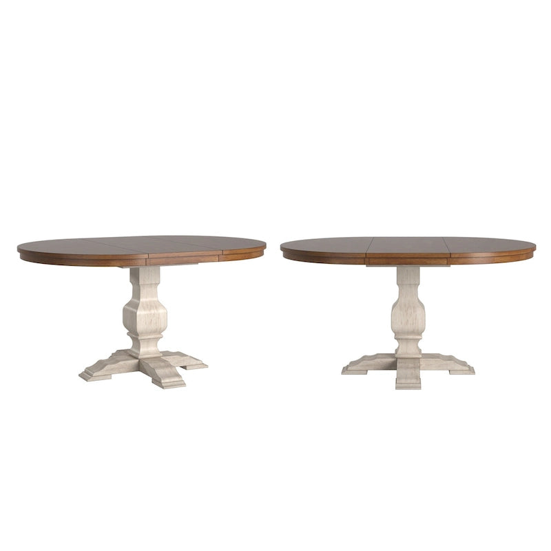 Oak Two-Tone Oval Extending Dining Table, Pedestal Base, Seats 4–6