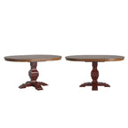 Oak Two-Tone Oval Extending Dining Table, Pedestal Base, Seats 4–6