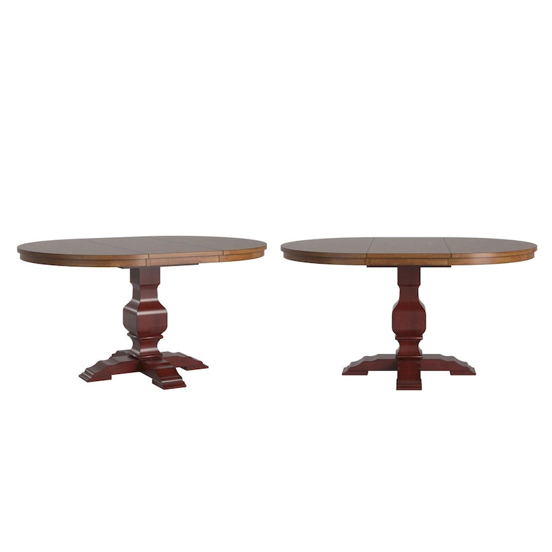 Oak Two-Tone Oval Extending Dining Table, Pedestal Base, Seats 4–6