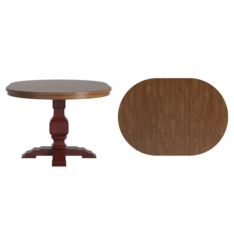 Oak Two-Tone Oval Extending Dining Table, Pedestal Base, Seats 4–6