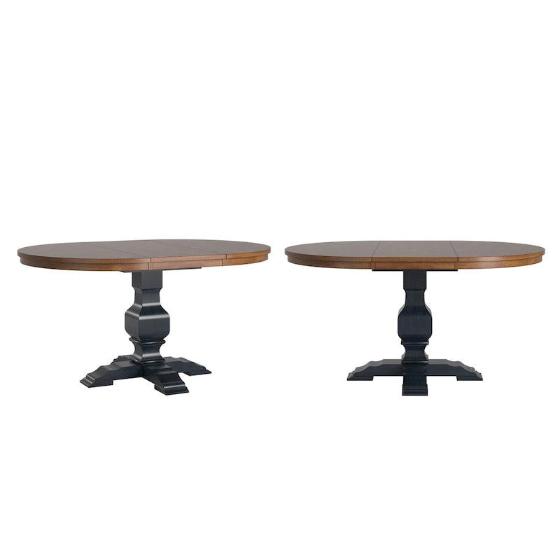 Oak Two-Tone Oval Extending Dining Table, Pedestal Base, Seats 4–6