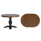 Oak Two-Tone Oval Extending Dining Table, Pedestal Base, Seats 4–6