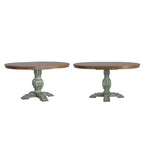 Oak Two-Tone Oval Extending Dining Table, Pedestal Base, Seats 4–6