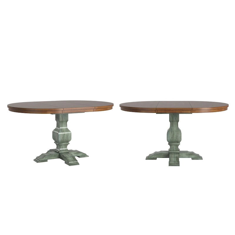 Oak Two-Tone Oval Extending Dining Table, Pedestal Base, Seats 4–6