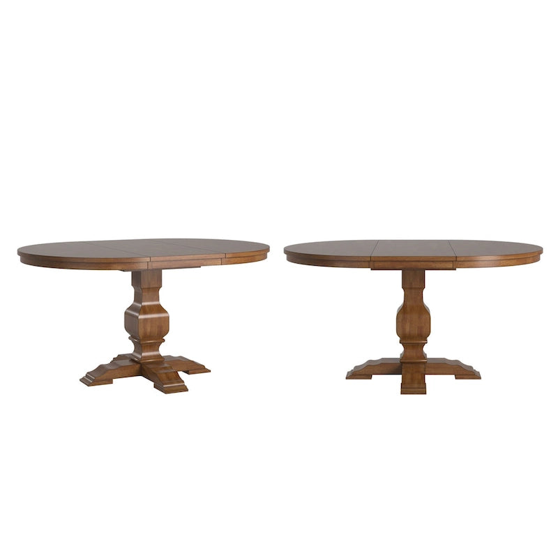 Oak Two-Tone Oval Extending Dining Table, Pedestal Base, Seats 4–6