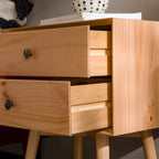 Walnut / Light Oak / White / Black / Caramel / Natural Pine Mid-Century 2-Drawer Nightstand, Set of 2
