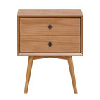 Walnut / Light Oak / White / Black / Caramel / Natural Pine Mid-Century 2-Drawer Nightstand, Set of 2