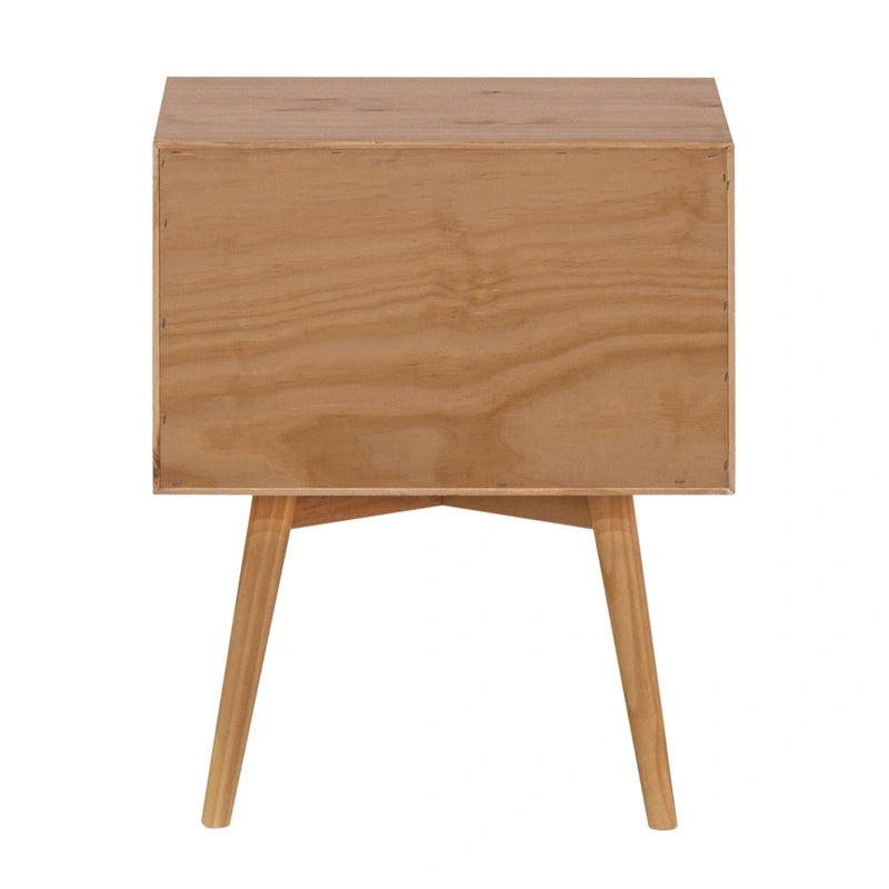 Walnut / Light Oak / White / Black / Caramel / Natural Pine Mid-Century 2-Drawer Nightstand, Set of 2