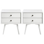 Walnut / Light Oak / White / Black / Caramel / Natural Pine Mid-Century 2-Drawer Nightstand, Set of 2