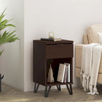 Walnut Tall Nightstand with Drawer, Single, Modern Industrial