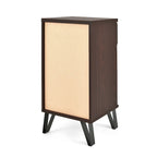 Walnut Tall Nightstand with Drawer, Single, Modern Industrial