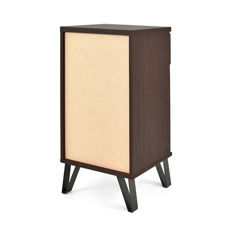 Walnut Tall Nightstand with Drawer, Single, Modern Industrial