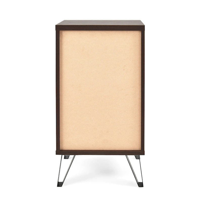 Walnut Tall Nightstand with Drawer, Single, Modern Industrial