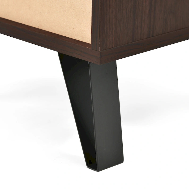 Walnut Tall Nightstand with Drawer, Single, Modern Industrial
