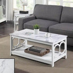 Multi-Color 2-Tier Coffee Table with Shelf, Geometric Cutout Style, Seats 1