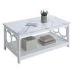 Multi-Color 2-Tier Coffee Table with Shelf, Geometric Cutout Style, Seats 1