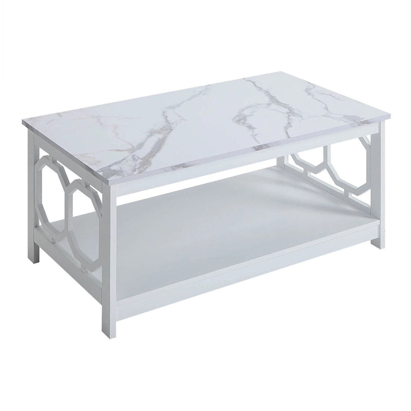 Multi-Color 2-Tier Coffee Table with Shelf, Geometric Cutout Style, Seats 1