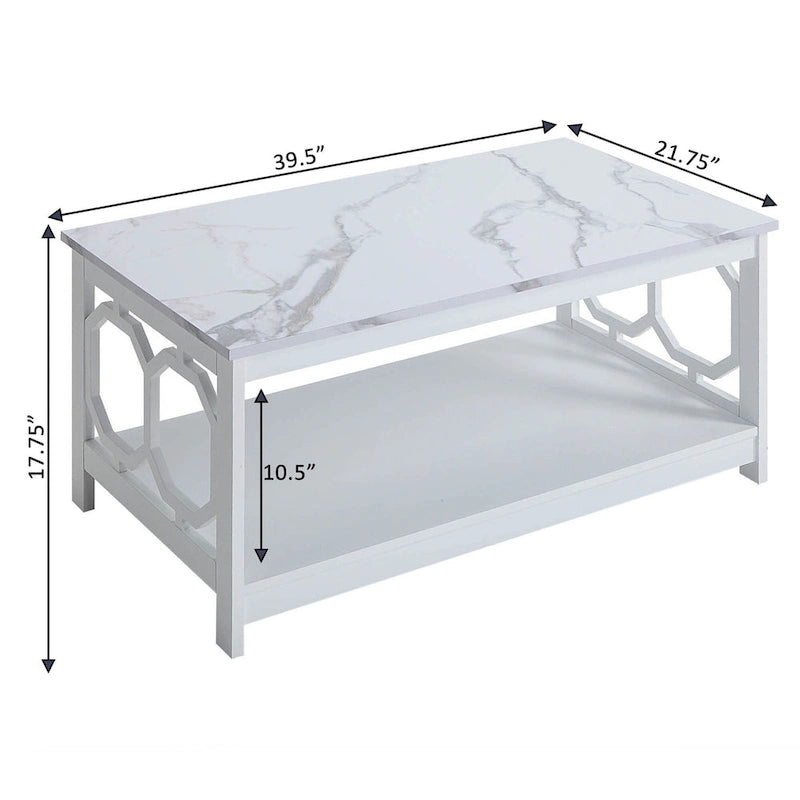 Multi-Color 2-Tier Coffee Table with Shelf, Geometric Cutout Style, Seats 1