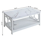 Multi-Color 2-Tier Coffee Table with Shelf, Geometric Cutout Style, Seats 1