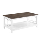Multi-Color 2-Tier Coffee Table with Shelf, Geometric Cutout Style, Seats 1