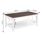 Multi-Color 2-Tier Coffee Table with Shelf, Geometric Cutout Style, Seats 1