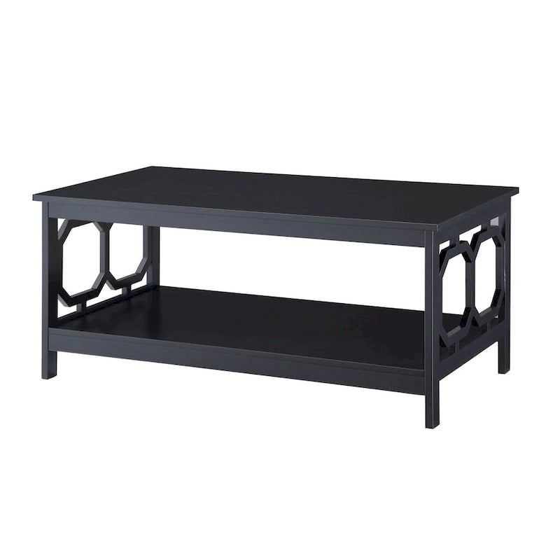 Multi-Color 2-Tier Coffee Table with Shelf, Geometric Cutout Style, Seats 1
