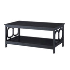 Multi-Color 2-Tier Coffee Table with Shelf, Geometric Cutout Style, Seats 1