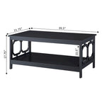 Multi-Color 2-Tier Coffee Table with Shelf, Geometric Cutout Style, Seats 1