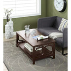 Multi-Color 2-Tier Coffee Table with Shelf, Geometric Cutout Style, Seats 1