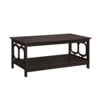 Multi-Color 2-Tier Coffee Table with Shelf, Geometric Cutout Style, Seats 1