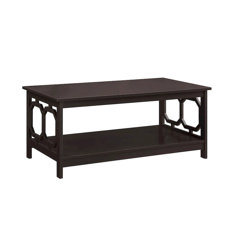 Multi-Color 2-Tier Coffee Table with Shelf, Geometric Cutout Style, Seats 1