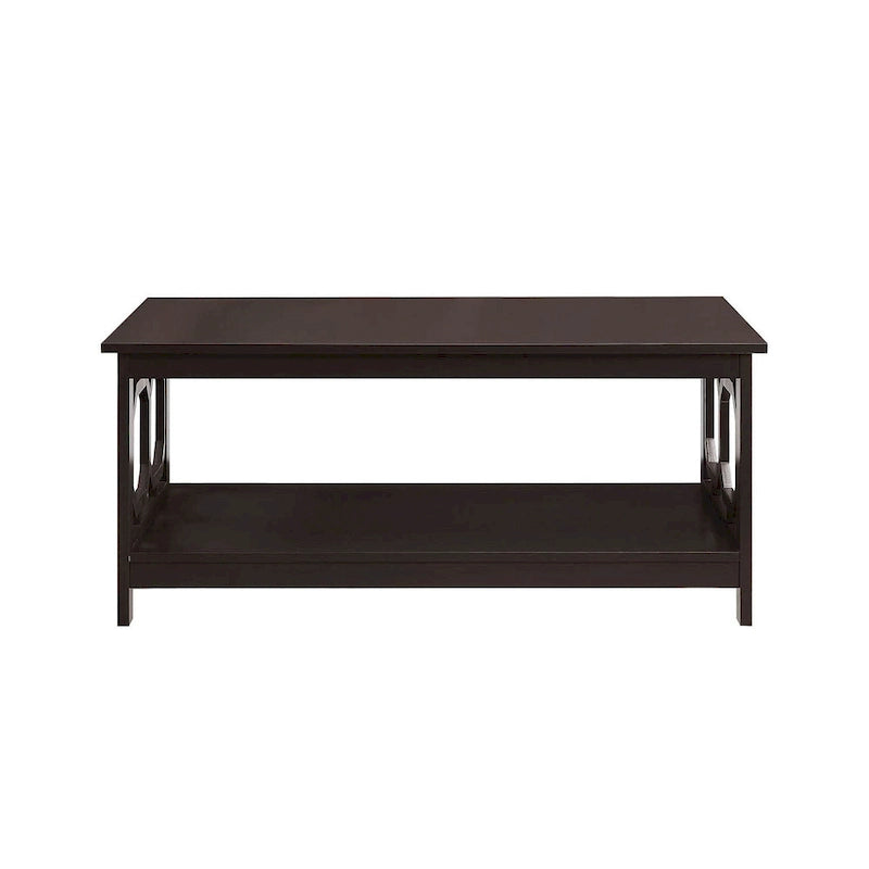Multi-Color 2-Tier Coffee Table with Shelf, Geometric Cutout Style, Seats 1