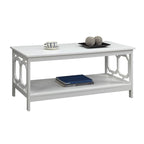 Multi-Color 2-Tier Coffee Table with Shelf, Geometric Cutout Style, Seats 1